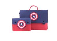 Captain America Pattern Felted Wool Bags , 13 Inch Laptop Handbag